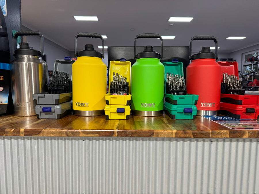 Yowy watercans on display in a store