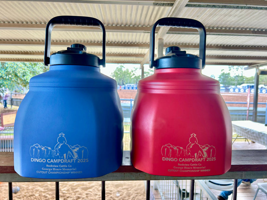 Two Yowys engraved as Dingo Campdraft trophies